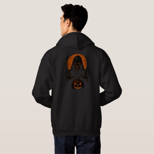 Scary Halloween Wizard - griezelige schedel met ca Hoodie (Achterkant volledig)