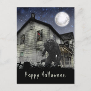 Scary Happy Halloween Werewolf Briefkaart