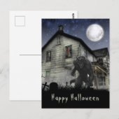Scary Happy Halloween Werewolf Briefkaart (Voorkant / Achterkant)