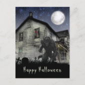 Scary Happy Halloween Werewolf Briefkaart (Voorkant)