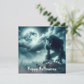 Scary Happy Halloween Werewolf Kaart (Staand voorkant)