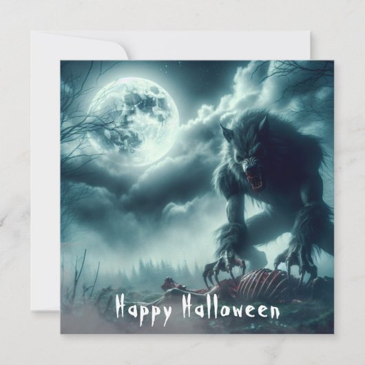 Scary Happy Halloween Werewolf Kaart (Voorkant)