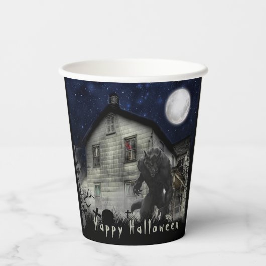 Scary Happy Halloween Werewolf Party Papieren Bekers (Achterkant)