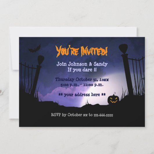 Scary Haunted Castle Flying Witch Halloween Party Kaart (Achterkant)