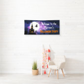 Scary Haunted Castle Flying Witch Halloween Party Spandoek (Insitu)