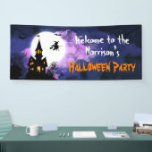Scary Haunted Castle Flying Witch Halloween Party Spandoek (Beurs)