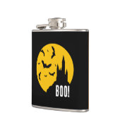 Scary Haunted Halloween Castle Vinyl gewikkelde ko Heupfles (Links)