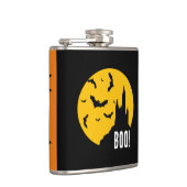 Scary Haunted Halloween Castle Vinyl gewikkelde ko Heupfles (Rechts)