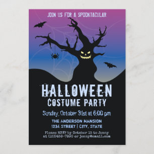 Scary Haunted Halloween Costume Party Invitation Kaart