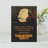 Scary Haunted House en full moon Halloween Party Kaart (Staand voorkant)