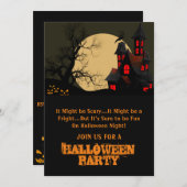 Scary Haunted House en full moon Halloween Party Kaart (Voorkant / Achterkant)