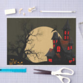 Scary Haunted House en full moon Halloween Tissuepapier (Craft)