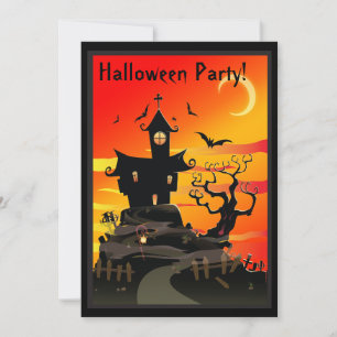 Scary Haunted House Halloween Party Invitation Kaart