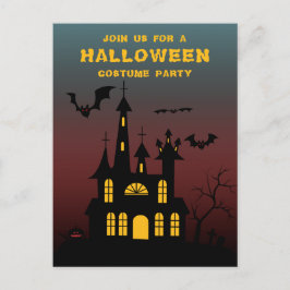 Scary Haunted House Halloween Party Uitnodiging Briefkaart