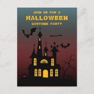 Scary Haunted House Halloween Party Uitnodiging Briefkaart