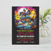 Scary Haunted House Halloween Party Uitnodigingen (Staand voorkant)