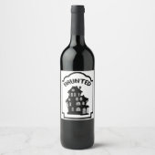 Scary Haunted House Halloween Wijn Etiket (Voorkant)