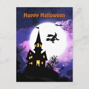 Scary Haunted House Happy Halloween Briefkaart