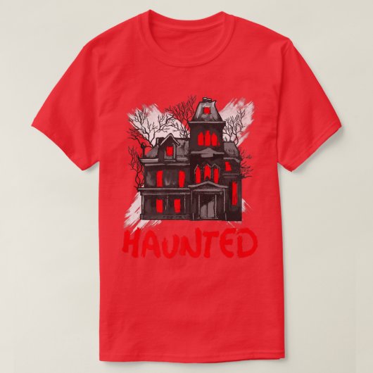 Scary Haunted House Horror Art T-shirt (Design voorkant)
