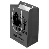Scary Haunted House Silhouette Happy Halloween Medium Cadeauzakje (Achterkant Gekanteld)