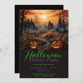 Scary Haunted Pumpkin Patch Halloween Dinner Party Kaart (Voorkant / Achterkant)