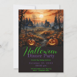 Scary Haunted Pumpkin Patch Halloween Dinner Party Kaart