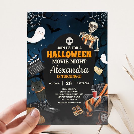 Scary Horror Halloween Film Night Verjaardagsfeest Kaart