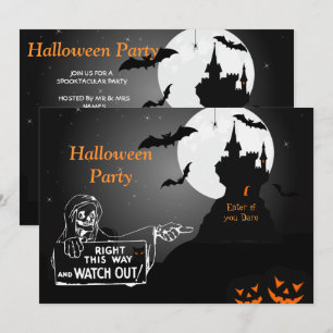 Scary Hunted House Halloween Invitation Kaart