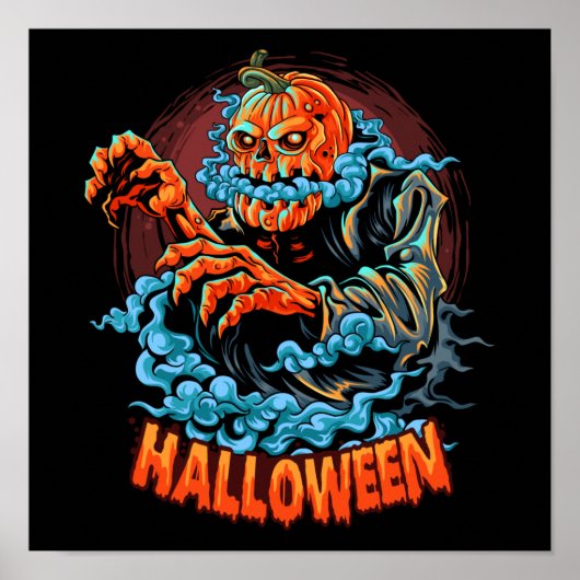 Scary Jack-o-lantern Bubbling Head Poster (Voorkant)