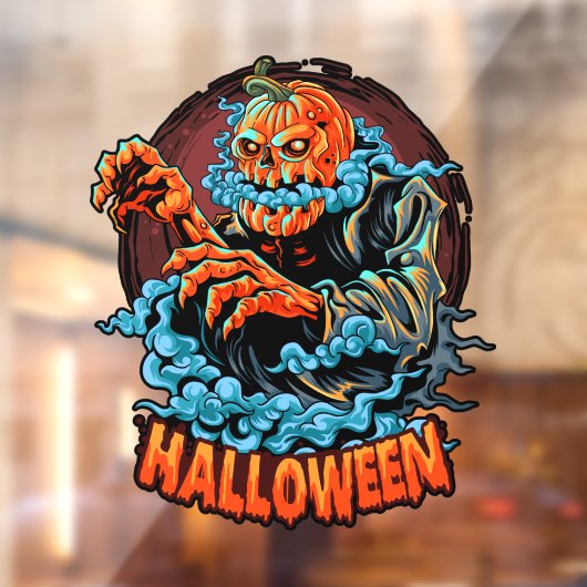 Scary Jack-o-lantern Bubbling Head Raamsticker (Vel 2)