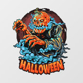 Scary Jack-o-lantern Bubbling Head Raamsticker (Vel)