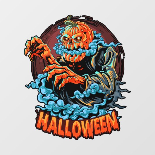 Scary Jack-o-lantern Bubbling Head Raamsticker (Vel)