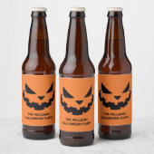 Scary Jack O Lantern Custom Sinaasappel Halloween  Bier Etiket (Flessen)