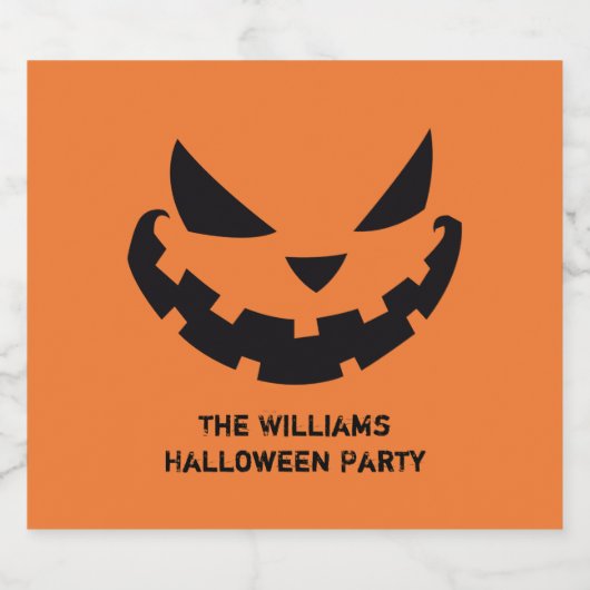 Scary Jack O Lantern Custom Sinaasappel Halloween Bier Etiket (Enkel label)