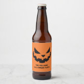 Scary Jack O Lantern Custom Sinaasappel Halloween Bier Etiket (Voorkant)