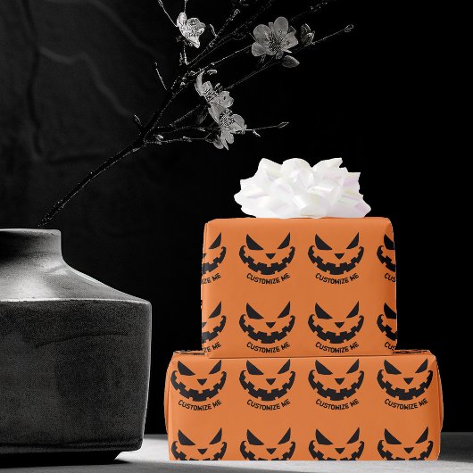 Scary Jack O Lantern Custom Sinaasappel Halloween Cadeaupapier