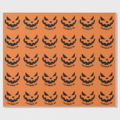 Scary Jack O Lantern Custom Sinaasappel Halloween Cadeaupapier (Vlak)