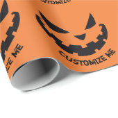 Scary Jack O Lantern Custom Sinaasappel Halloween Cadeaupapier (Rol Hoek)