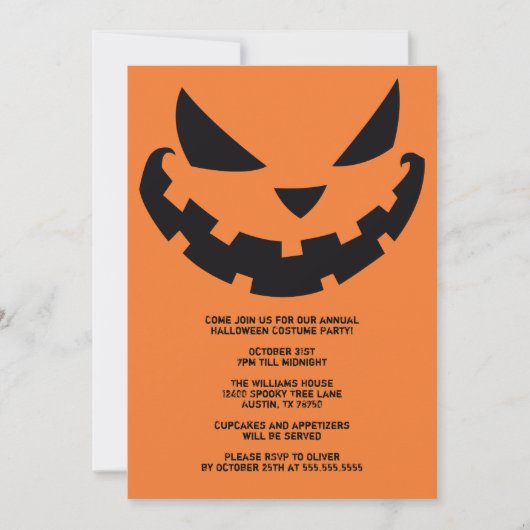 Scary Jack O Lantern Custom Sinaasappel Halloween Kaart (Voorkant)