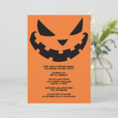 Scary Jack O Lantern Custom Sinaasappel Halloween  Kaart (Staand voorkant)