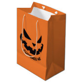 Scary Jack O Lantern Custom Sinaasappel Halloween Medium Cadeauzakje (Voorkant Gekanteld)