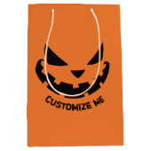 Scary Jack O Lantern Custom Sinaasappel Halloween Medium Cadeauzakje (Voorkant)