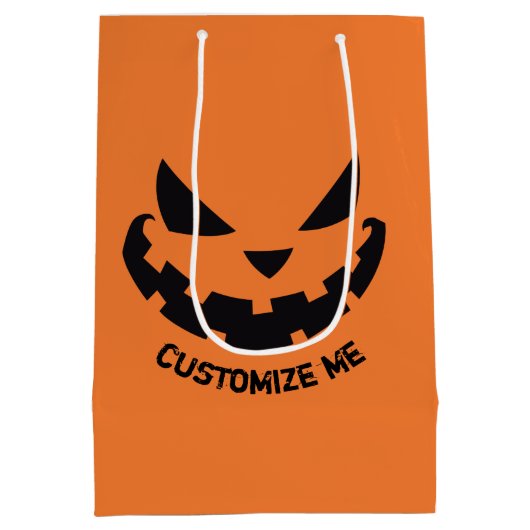Scary Jack O Lantern Custom Sinaasappel Halloween Medium Cadeauzakje (Achterkant)