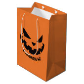 Scary Jack O Lantern Custom Sinaasappel Halloween Medium Cadeauzakje (Achterkant Gekanteld)