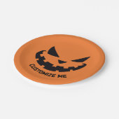 Scary Jack O Lantern Custom Sinaasappel Halloween  Papieren Bordje (Gekanteld)