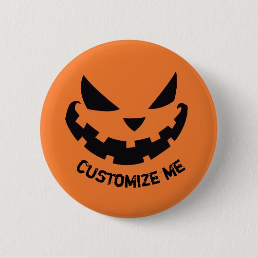 Scary Jack O Lantern Custom Sinaasappel Halloween  Ronde Button 5,7 Cm (Voorkant)