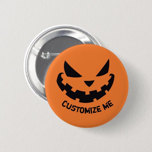 Scary Jack O Lantern Custom Sinaasappel Halloween  Ronde Button 5,7 Cm (Voorkant /achterkant)