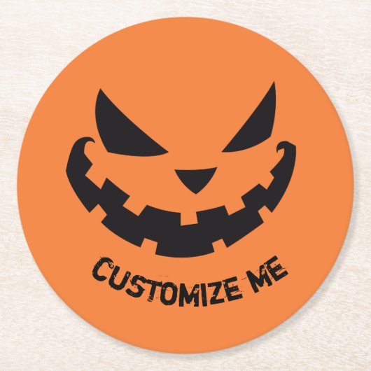 Scary Jack O Lantern Custom Sinaasappel Halloween  Ronde Kartonnen Onderzetter (Voorkant)