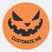 Scary Jack O Lantern Custom Sinaasappel Halloween Ronde Sticker (Voorkant)