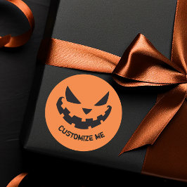 Scary Jack O Lantern Custom Sinaasappel Halloween  Ronde Sticker